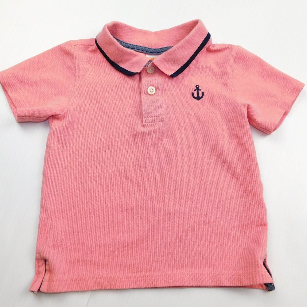 Gymboree Pink Short Sleeve Polo Shirt with embroidered Anchor Toddler Boys 2T